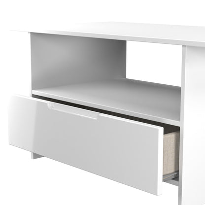 Milan Coffee Table White 1 Shelf 1 Drawer 93cm