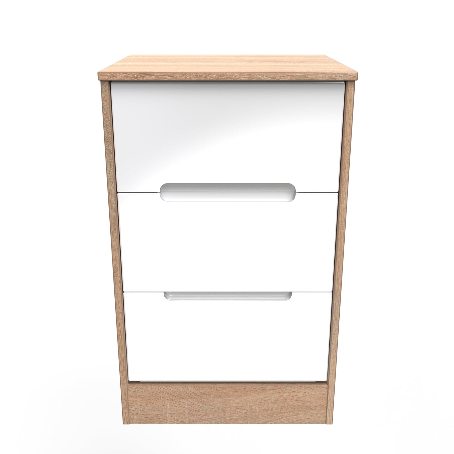 Monaco Bedside Table White & Oak 3 Drawers 73cm