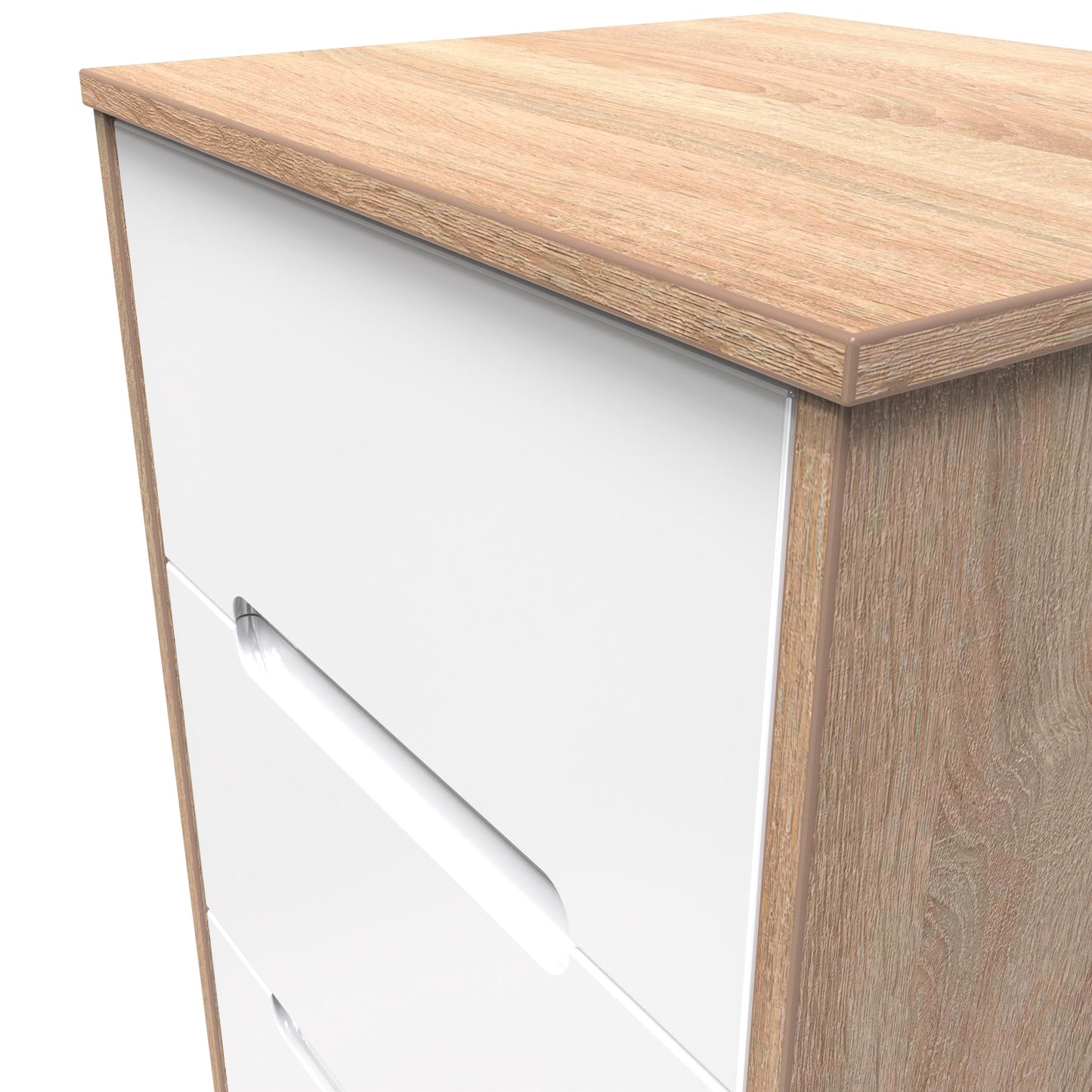 Monaco Bedside Table White & Oak 3 Drawers 73cm