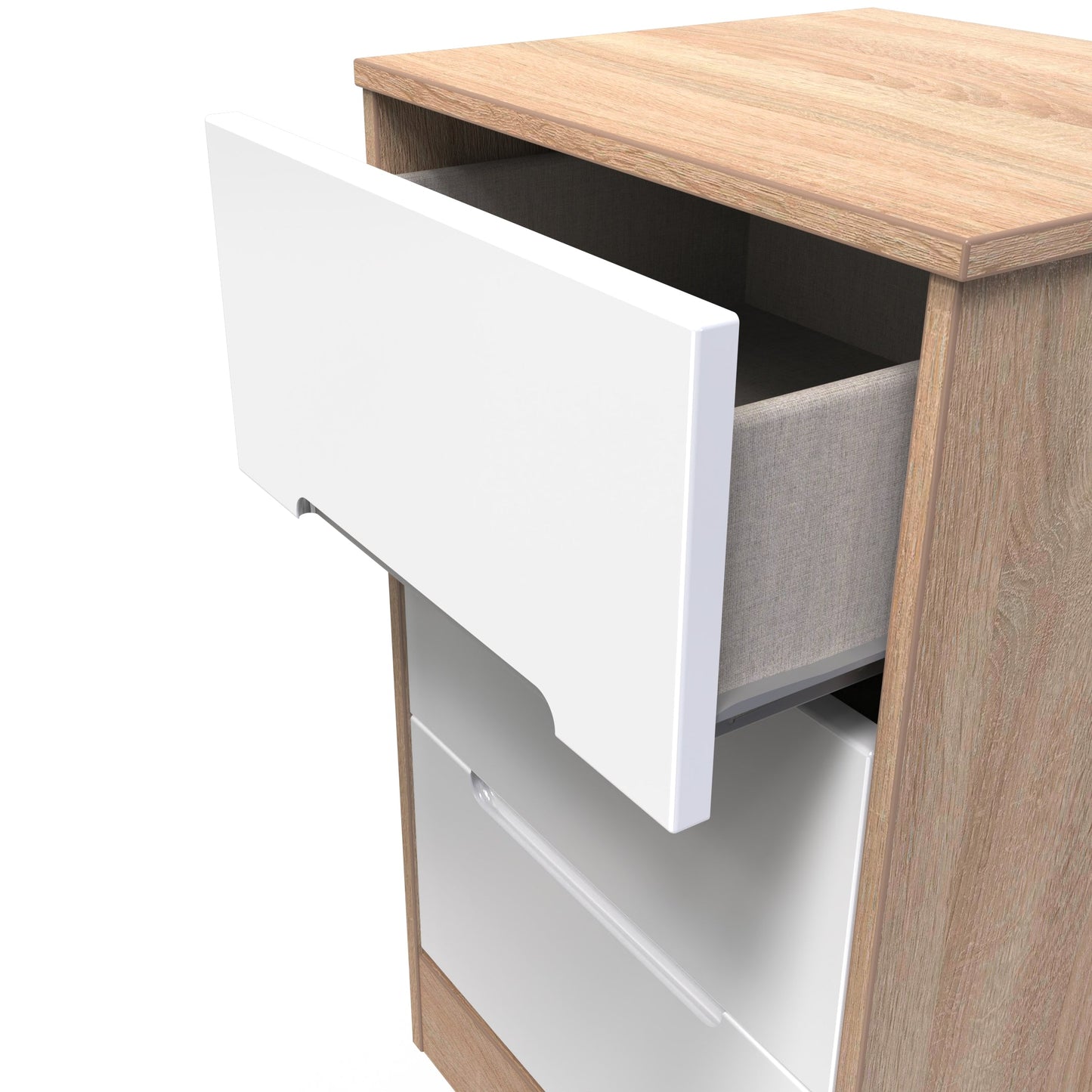 Monaco Bedside Table White & Oak 3 Drawers 73cm