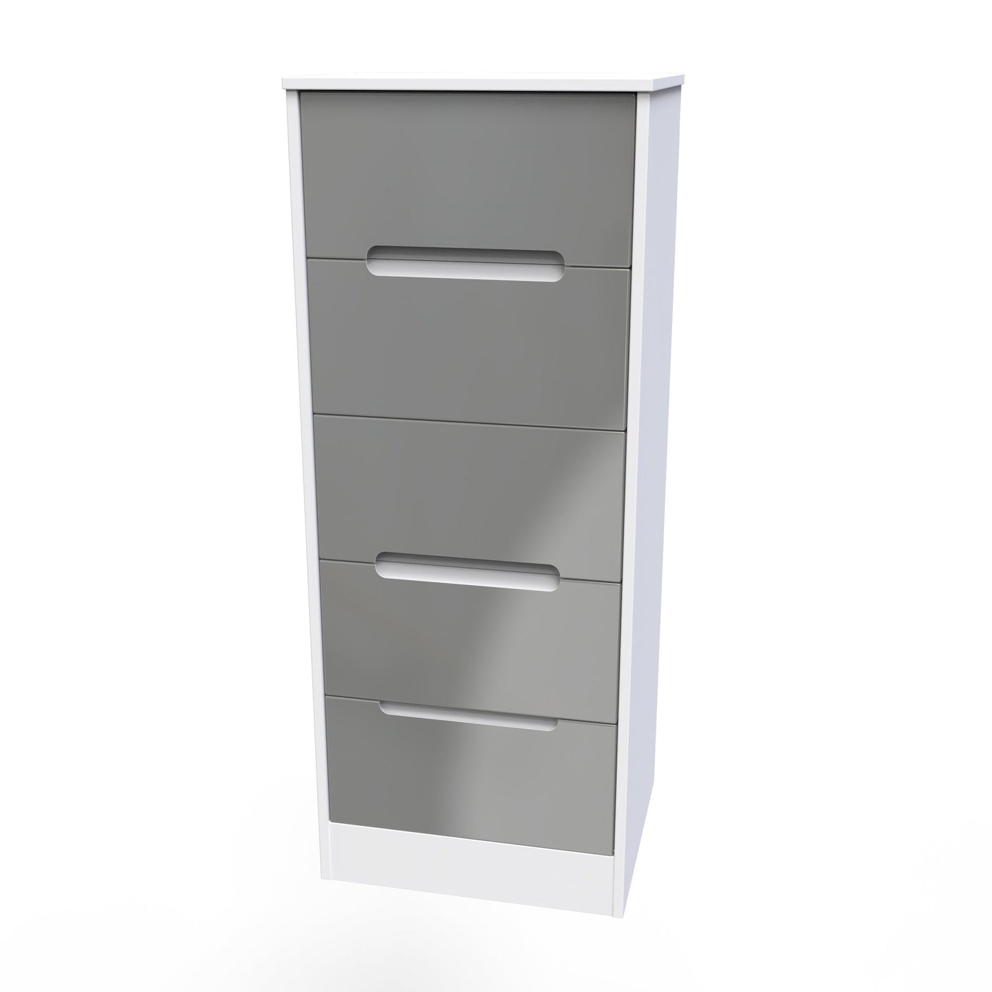 Monaco Tall Tallboy Grey & White 5 Drawers 114cm