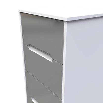 Monaco Tall Tallboy Grey & White 5 Drawers 114cm