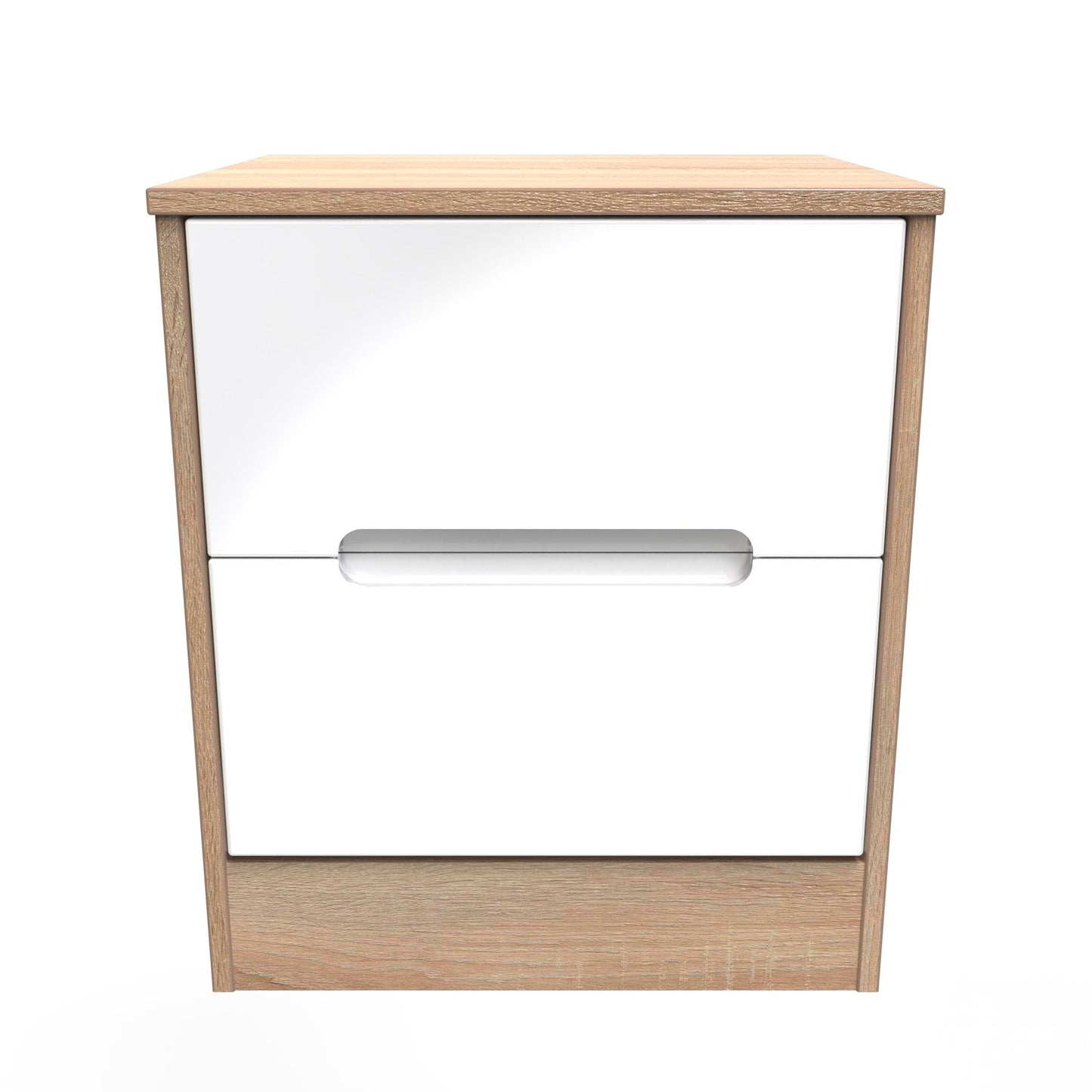 Monaco Bedside Table White & Oak 2 Drawers 53cm