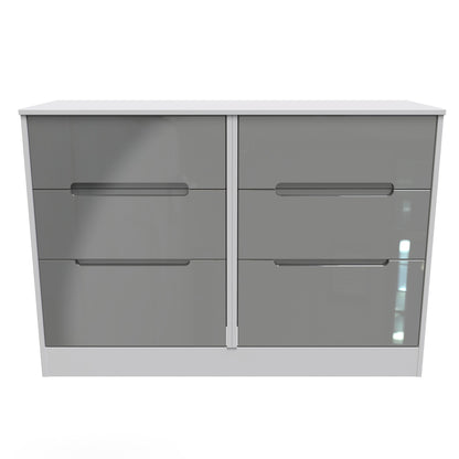 Monaco Large Chest of Drawers Grey & White 6 Drawers 115cm