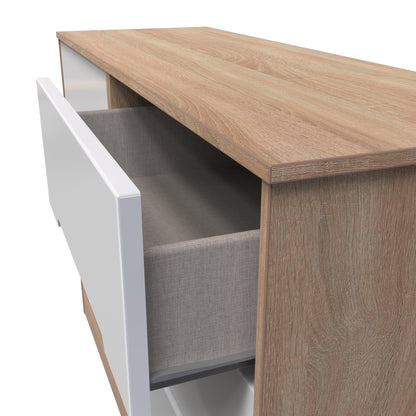 Monaco Large Chest of Drawers White & Oak 6 Drawers 115cm