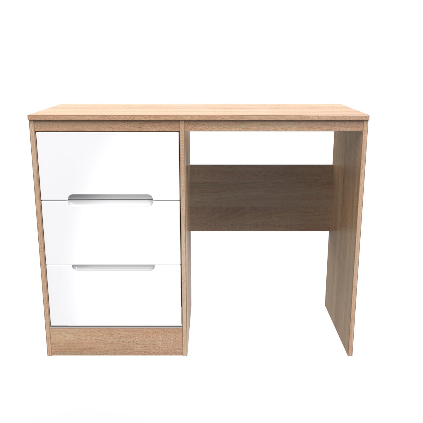 Monaco Desk White & Oak 3 Drawers 97cm