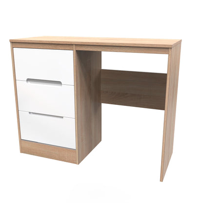 Monaco Desk White & Oak 3 Drawers 97cm