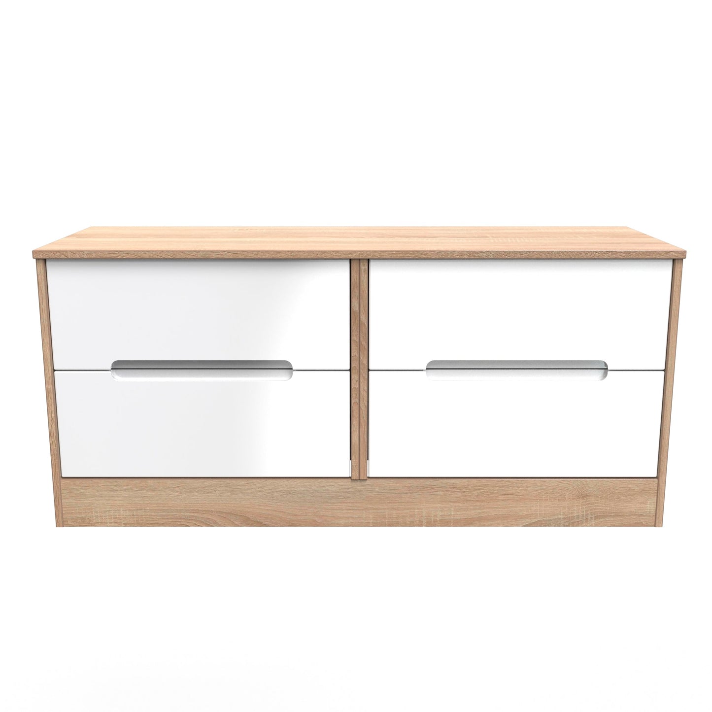 Monaco Large Chest of Drawers White & Oak 4 Drawers 115cm
