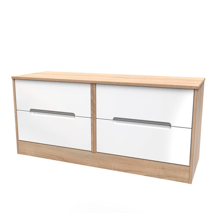 Monaco Large Chest of Drawers White & Oak 4 Drawers 115cm