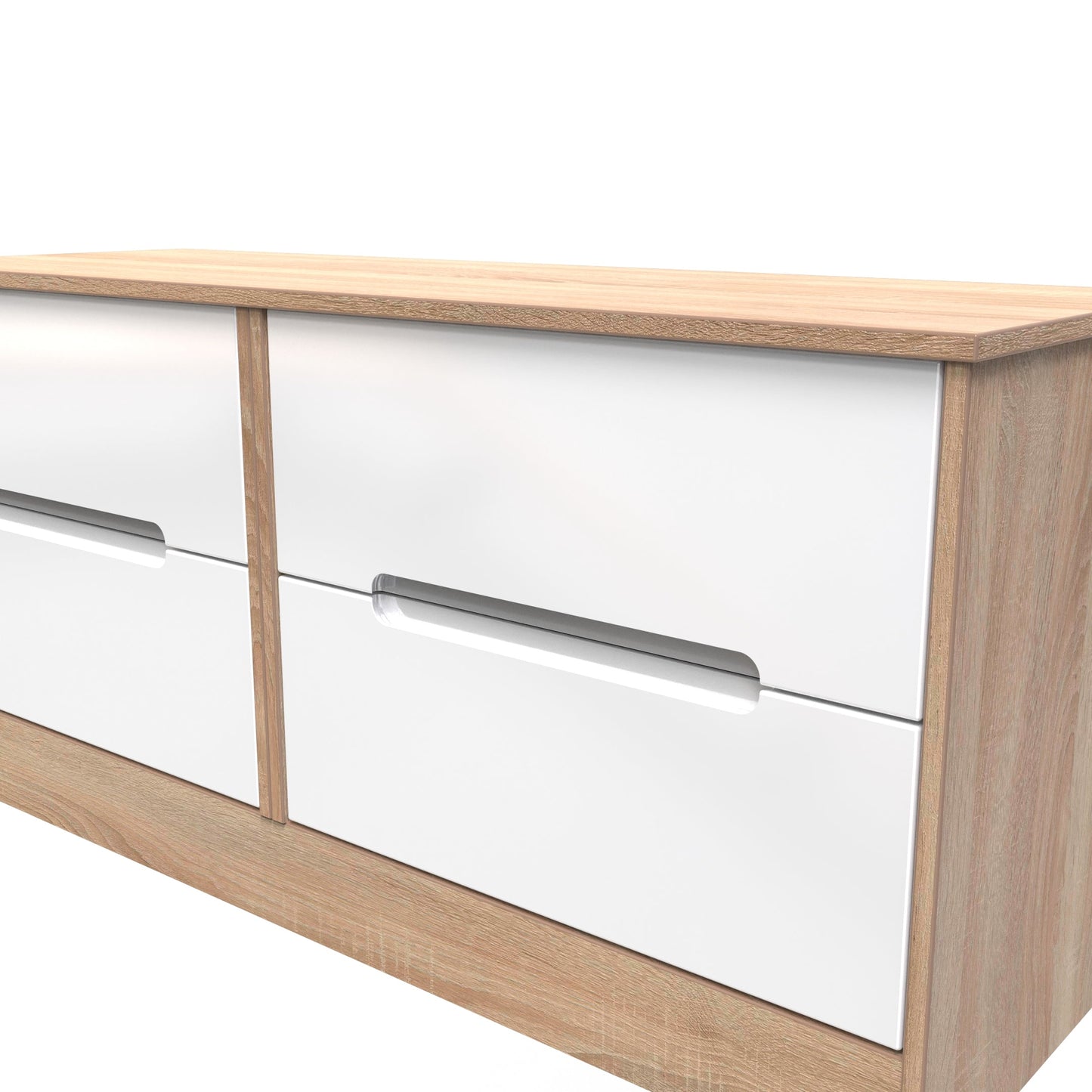 Monaco Large Chest of Drawers White & Oak 4 Drawers 115cm