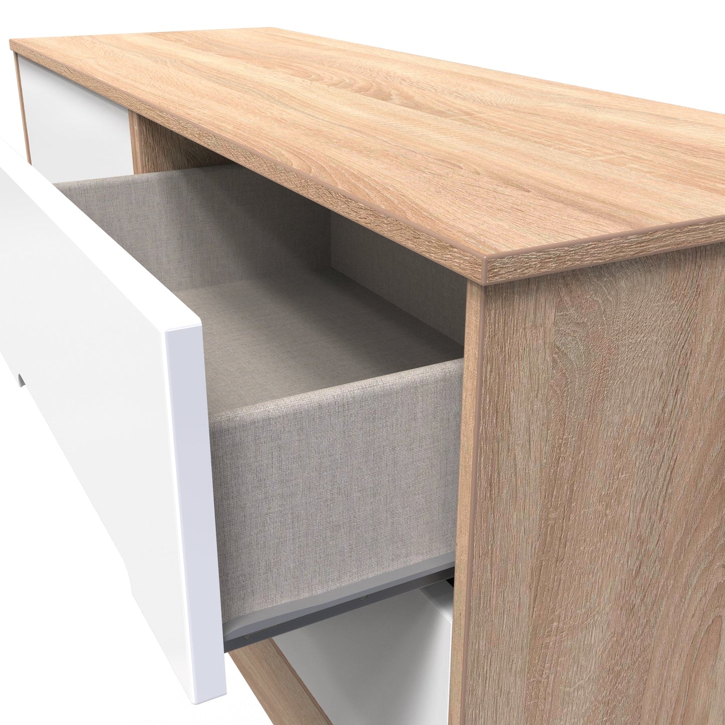 Monaco Large Chest of Drawers White & Oak 4 Drawers 115cm