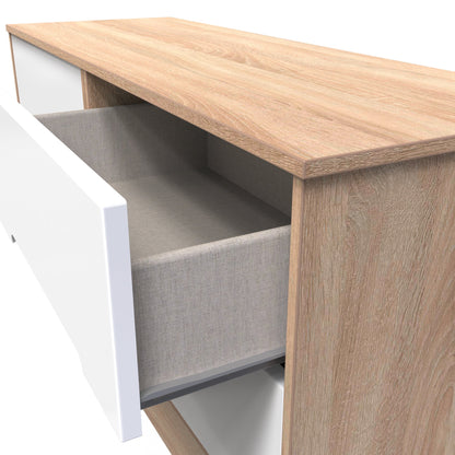 Monaco Large Chest of Drawers White & Oak 4 Drawers 115cm