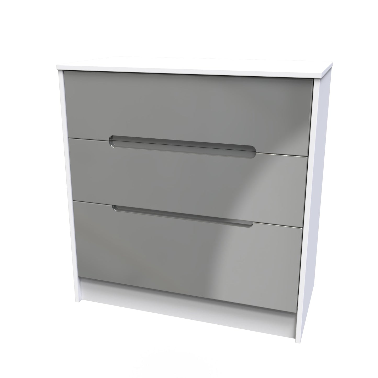 Monaco Chest of Drawers Grey & White 3 Drawers 80cm