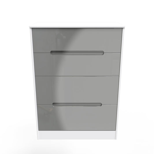 Monaco Tall Chest of Drawers Grey & White 4 Drawers 107cm