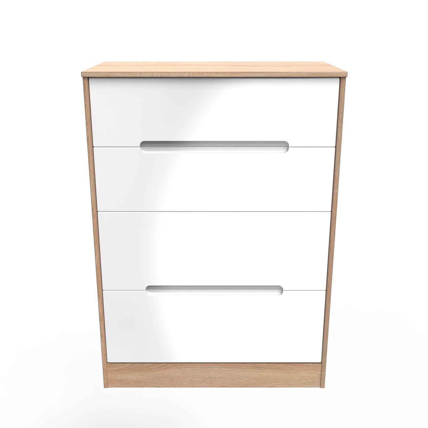 Monaco Tall Chest of Drawers White & Oak 4 Drawers 107cm