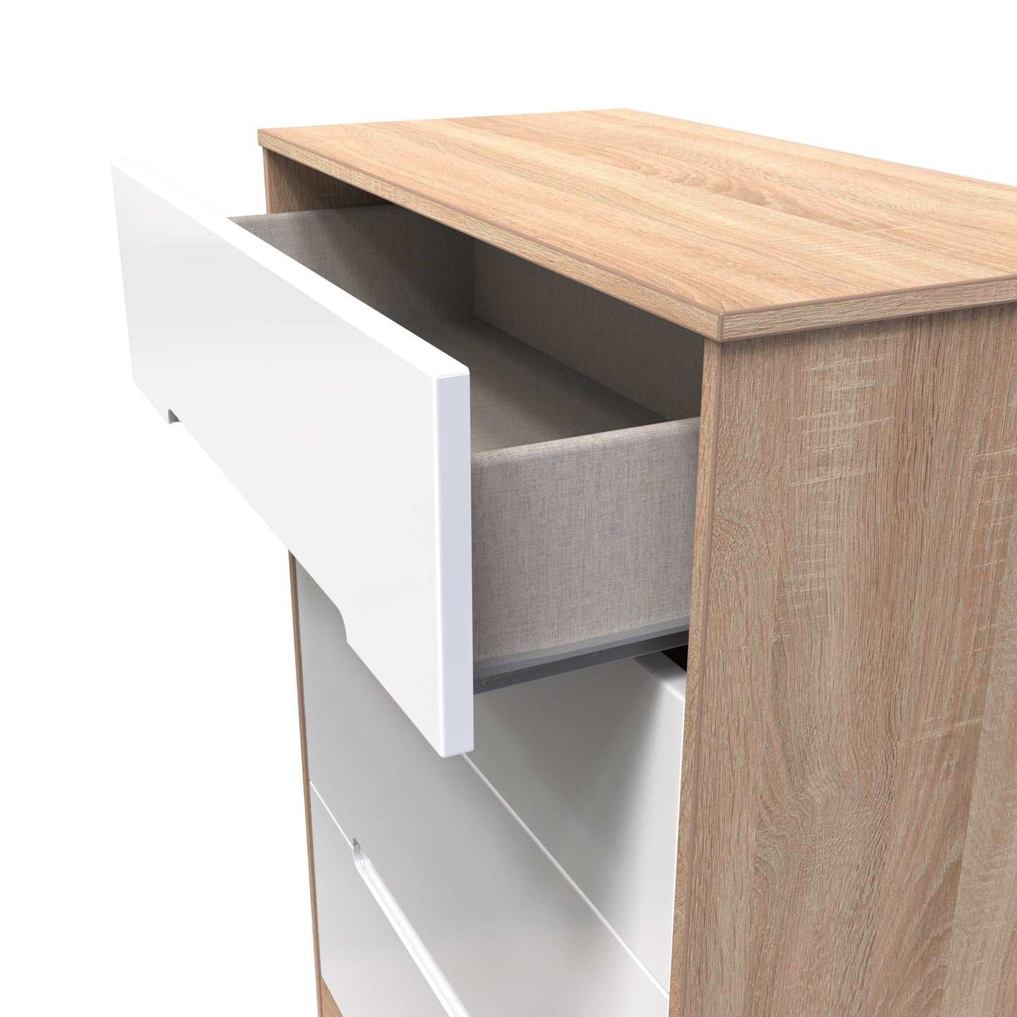 Monaco Tall Chest of Drawers White & Oak 4 Drawers 107cm