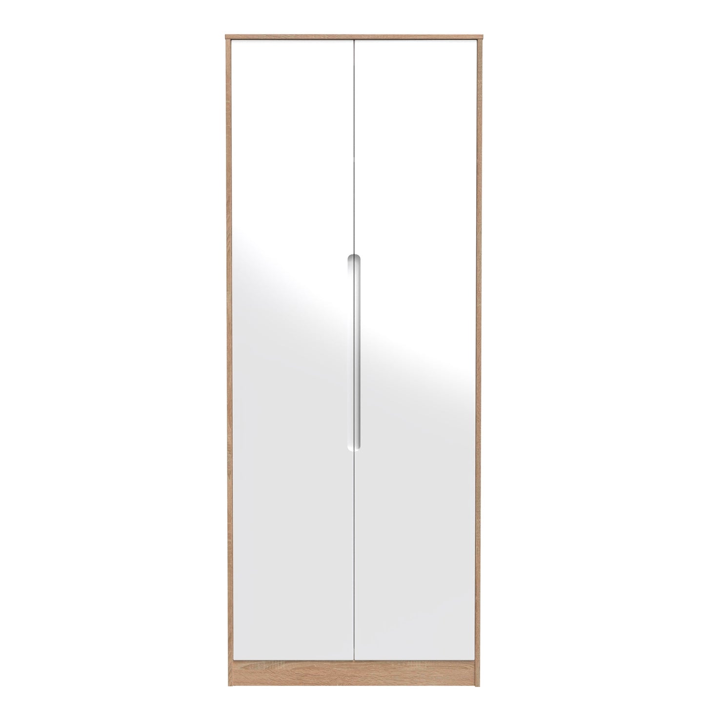 Monaco Tall Wardrobe White & Oak 2 Doors 1 Shelf 198cm