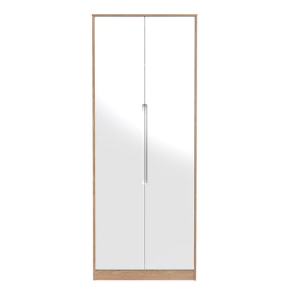 Monaco Tall Wardrobe White & Oak 2 Doors 1 Shelf 198cm