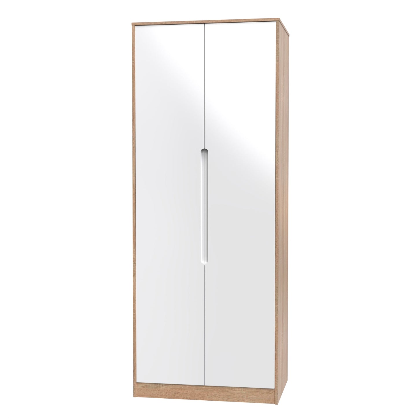 Monaco Tall Wardrobe White & Oak 2 Doors 1 Shelf 198cm
