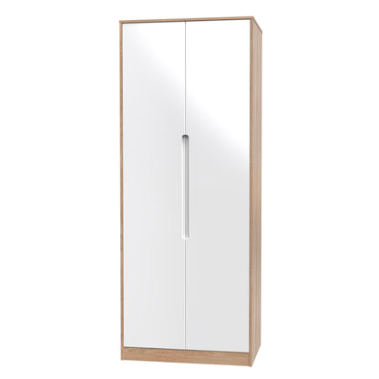 Monaco Tall Wardrobe White & Oak 2 Doors 1 Shelf 198cm