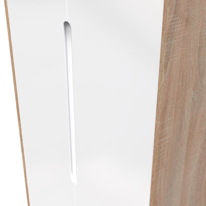 Monaco Tall Wardrobe White & Oak 2 Doors 1 Shelf 198cm