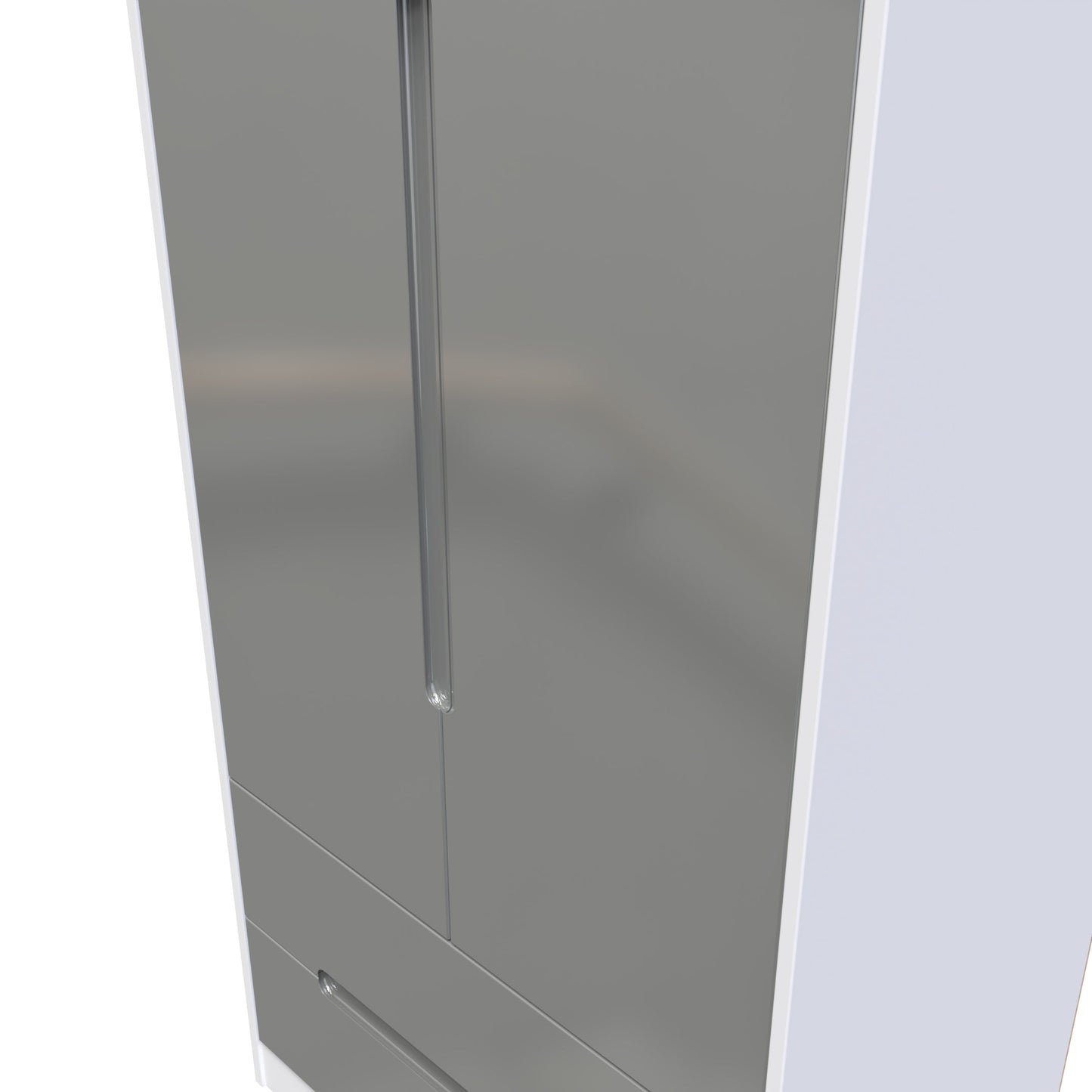Monaco Tall Wardrobe Grey & White 2 Doors 2 Drawers 198cm