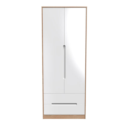 Monaco Tall Wardrobe White & Oak 2 Doors 2 Drawers 198cm