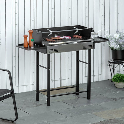 BBQ Rotisserie Grill Roaster Charcoal Spit Roasting Machine for Chicken Turkey with 3-Level Grill Grate and Foldable Side Shelves Primary Image