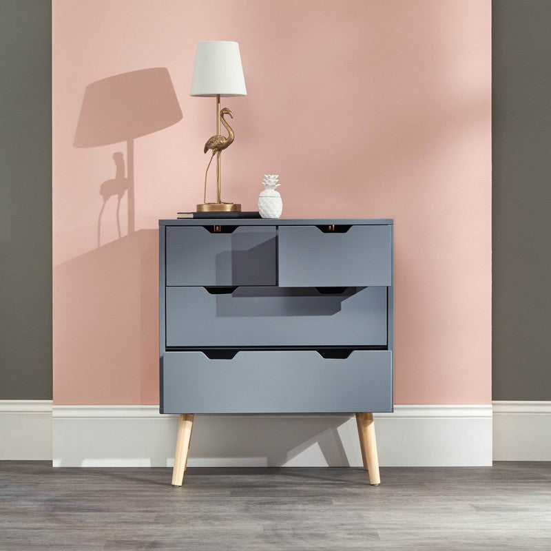 GFW Nyborg Tall Chest of Drawers Dark Grey 4 Drawers