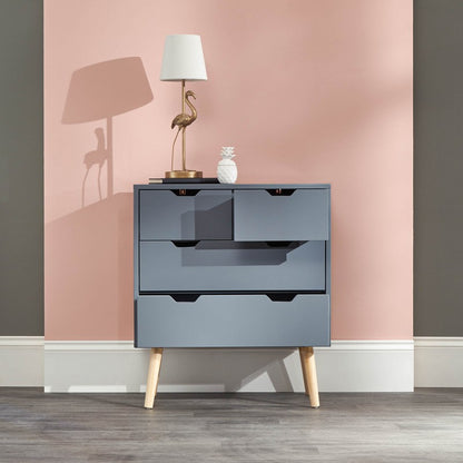 GFW Nyborg Tall Chest of Drawers Dark Grey 4 Drawers
