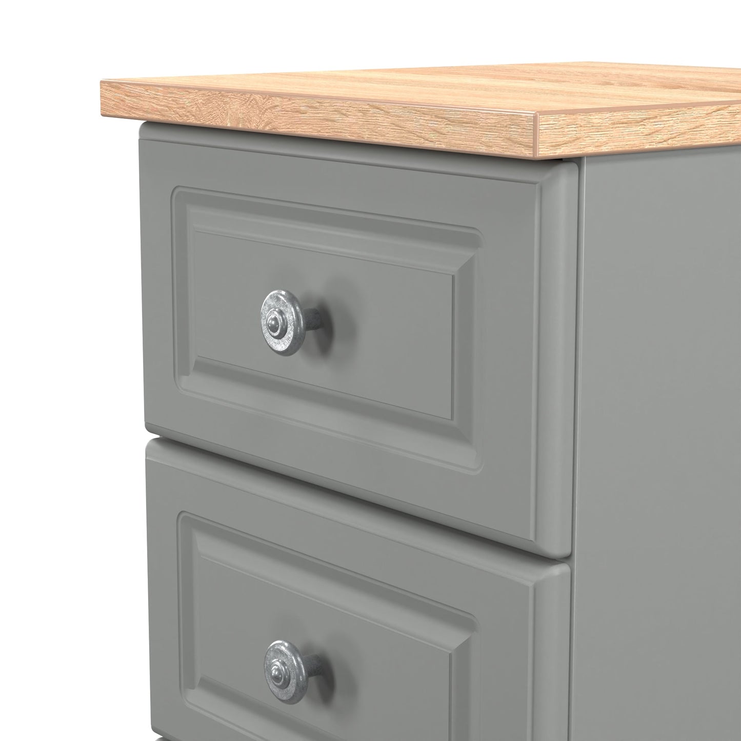 Norfolk Bedside Table Grey & Light Oak 3 Drawers 37cm