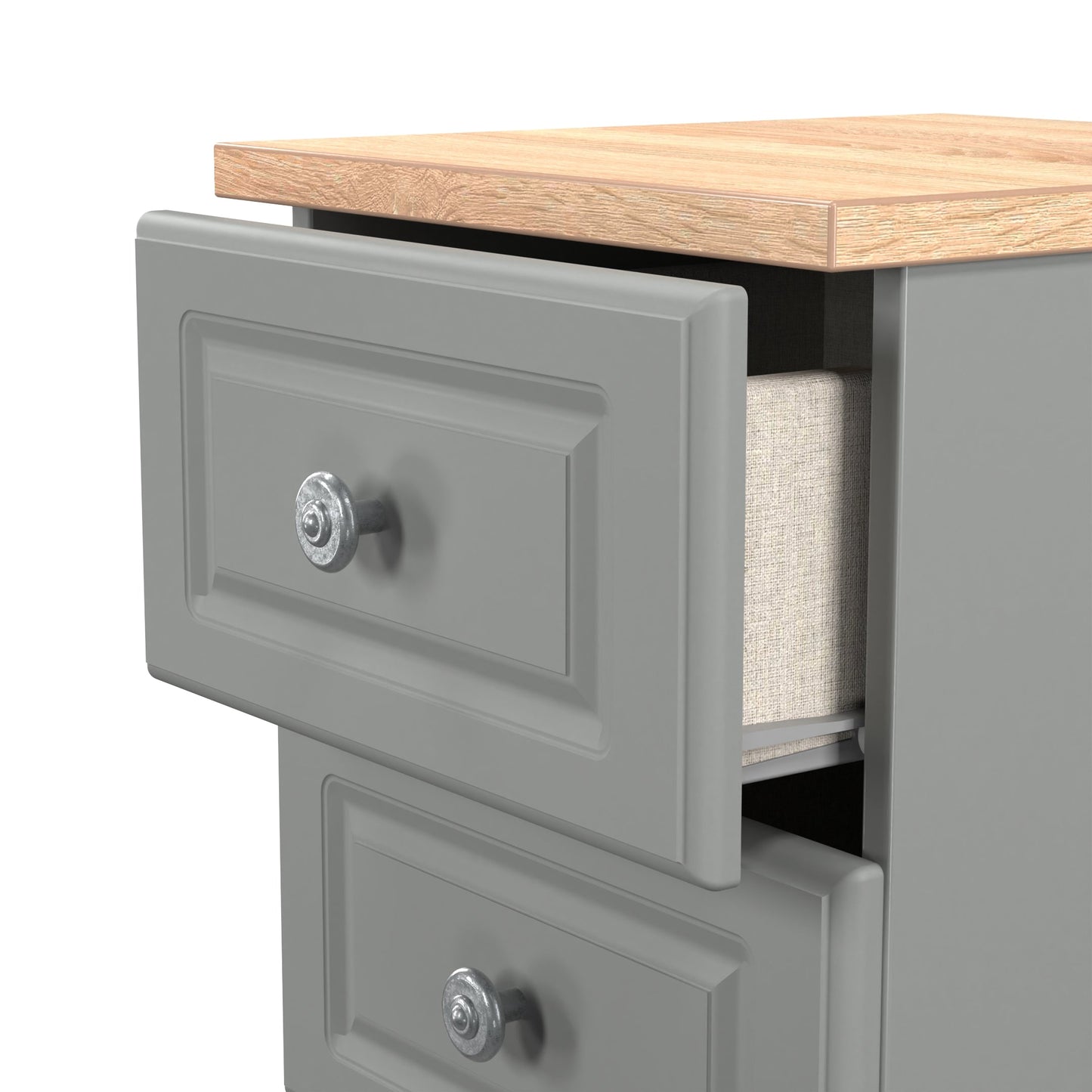 Norfolk Bedside Table Grey & Light Oak 3 Drawers 37cm