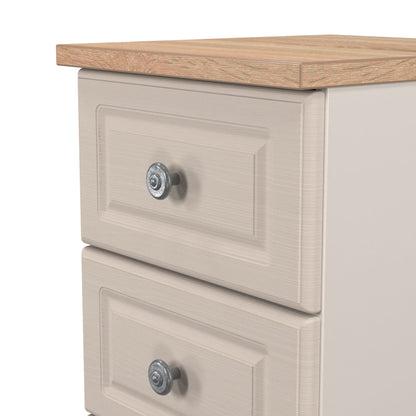 Norfolk Bedside Table Off-white & Light Oak 3 Drawers 37cm