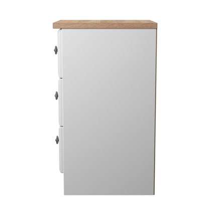 Norfolk Bedside Table White & Light Oak 3 Drawers 37cm