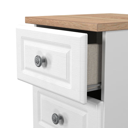 Norfolk Bedside Table White & Light Oak 3 Drawers 37cm