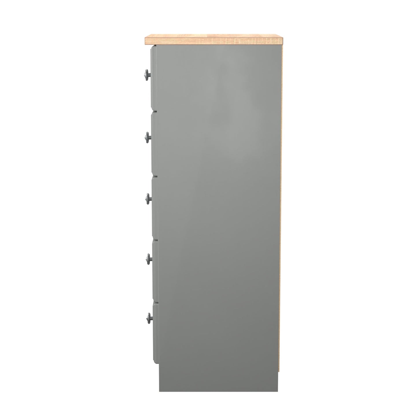 Norfolk Bedside Table Grey & Light Oak 5 Drawers 37cm