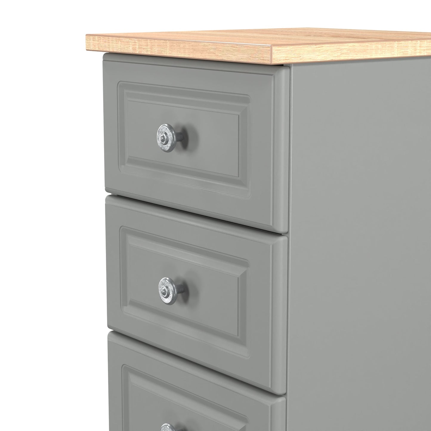 Norfolk Bedside Table Grey & Light Oak 5 Drawers 37cm