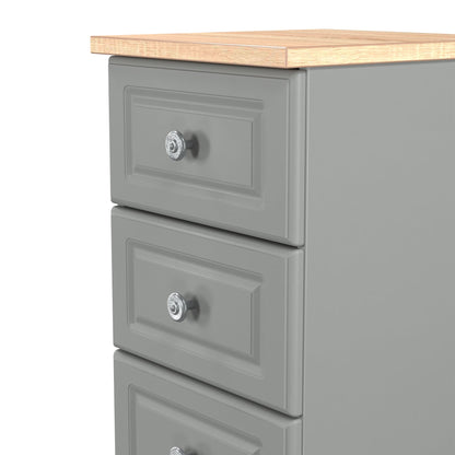 Norfolk Bedside Table Grey & Light Oak 5 Drawers 37cm