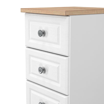 Norfolk Bedside Table White & Light Oak 5 Drawers 37cm