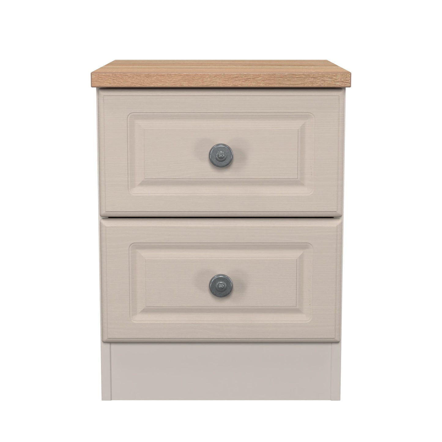 Norfolk Bedside Table Off-white & Light Oak 2 Drawers 37cm