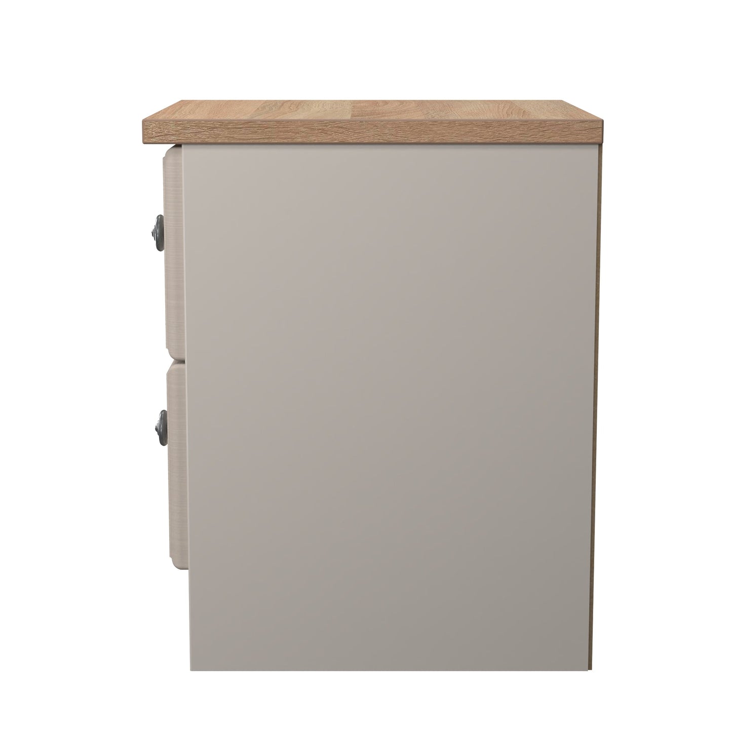 Norfolk Bedside Table Off-white & Light Oak 2 Drawers 37cm