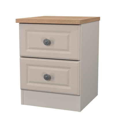 Norfolk Bedside Table Off-white & Light Oak 2 Drawers 37cm
