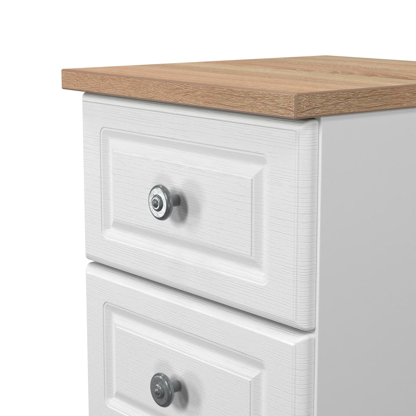 Norfolk Bedside Table White & Light Oak 2 Drawers 37cm