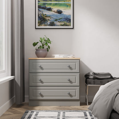 Norfolk Chest of Drawers Grey & Light Oak 3 Drawers 74cm
