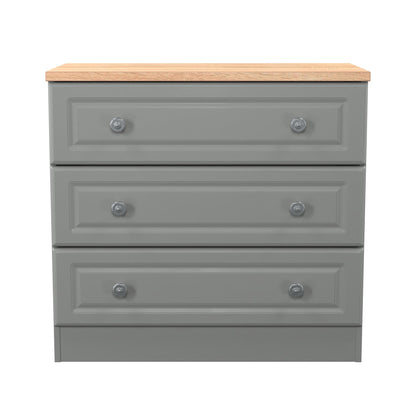 Norfolk Chest of Drawers Grey & Light Oak 3 Drawers 74cm