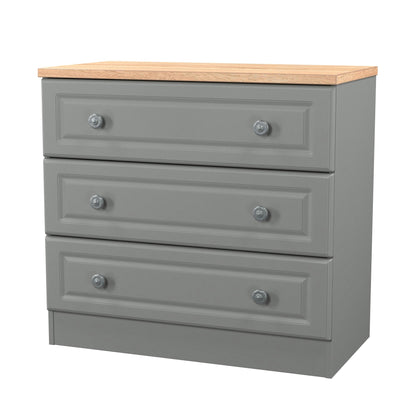 Norfolk Chest of Drawers Grey & Light Oak 3 Drawers 74cm