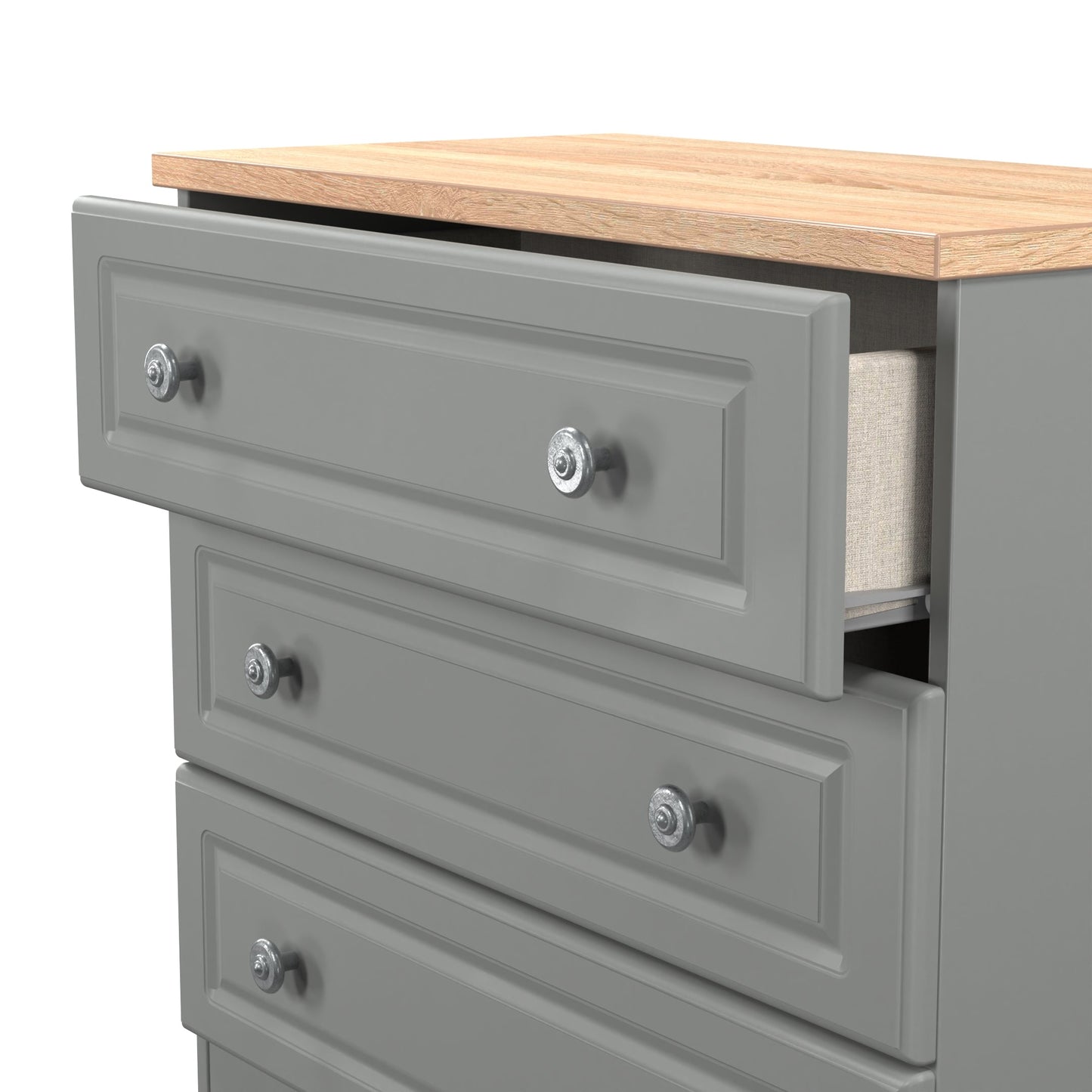 Norfolk Chest of Drawers Grey & Light Oak 3 Drawers 74cm