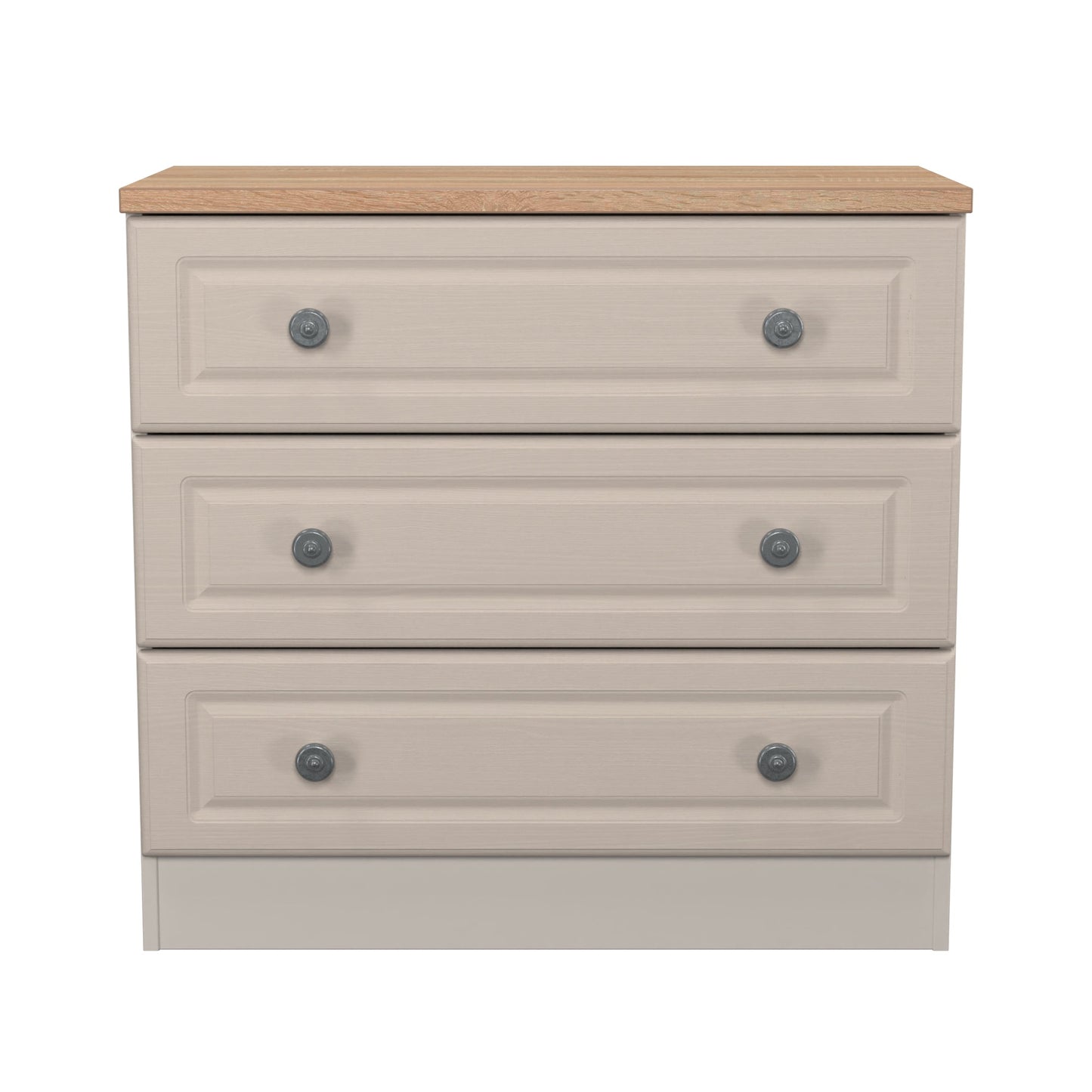 Norfolk Chest of Drawers Off-white & Light Oak 3 Drawers 74cm