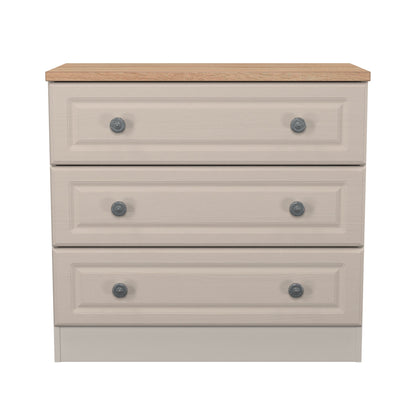 Norfolk Chest of Drawers Off-white & Light Oak 3 Drawers 74cm