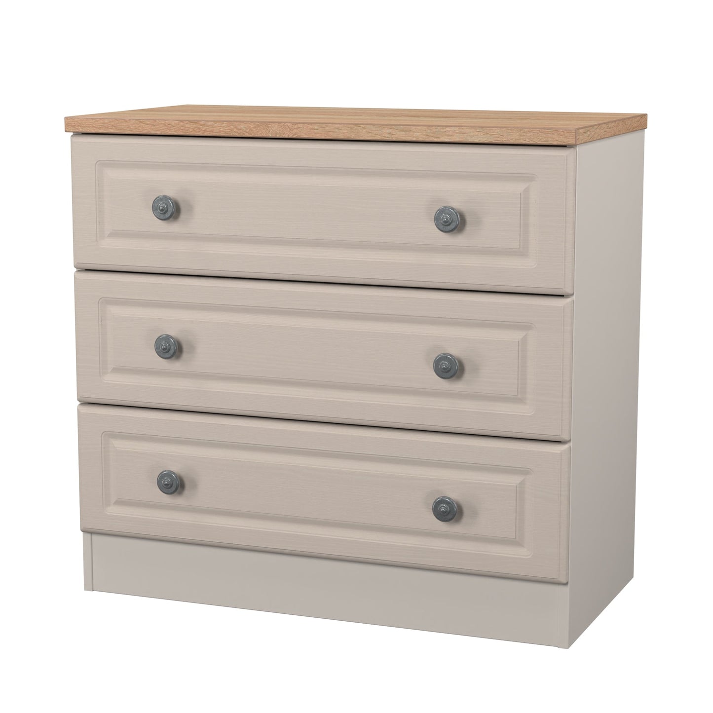 Norfolk Chest of Drawers Off-white & Light Oak 3 Drawers 74cm